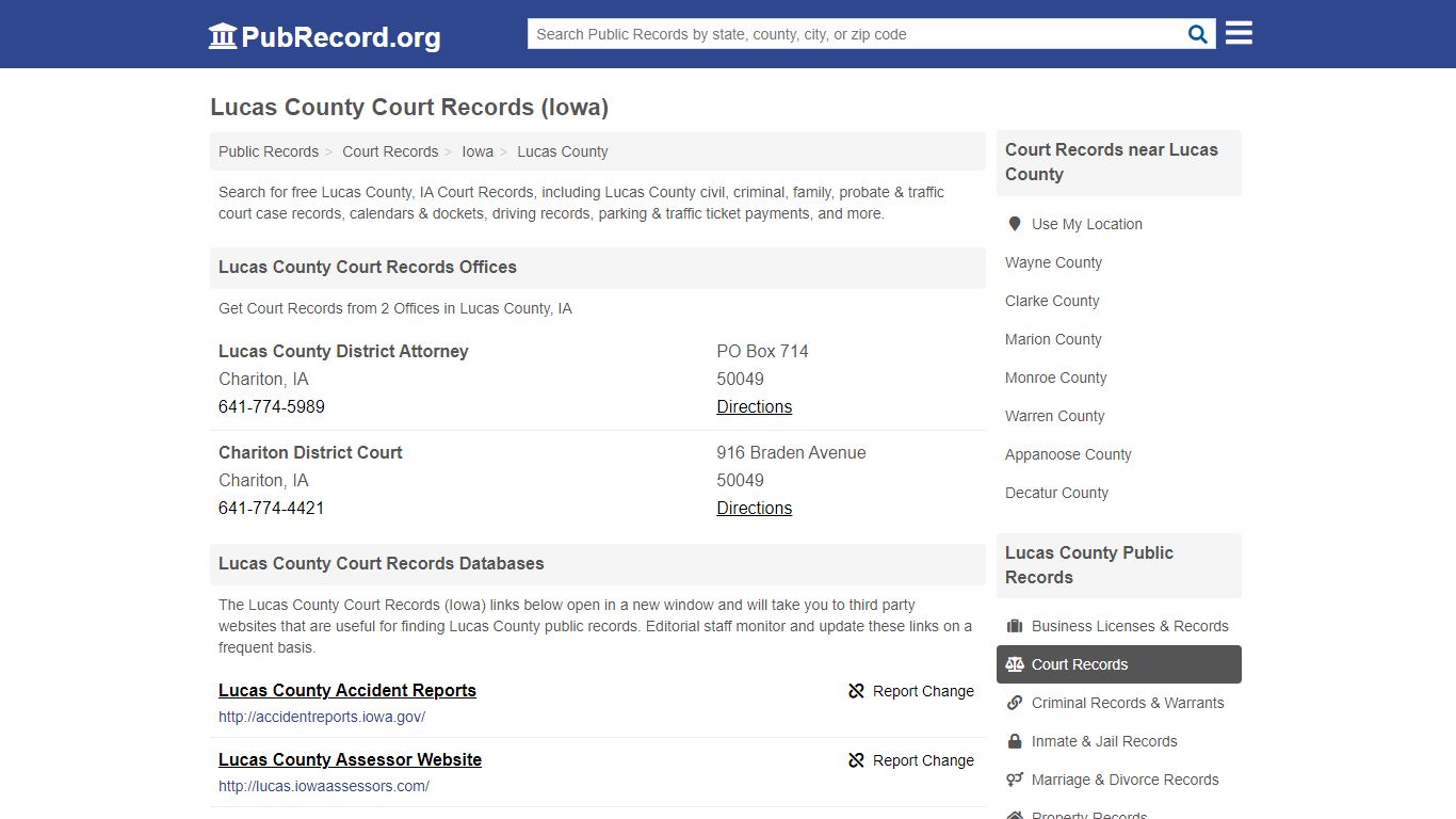 Free Lucas County Court Records (Iowa Court Records) - PubRecord.org